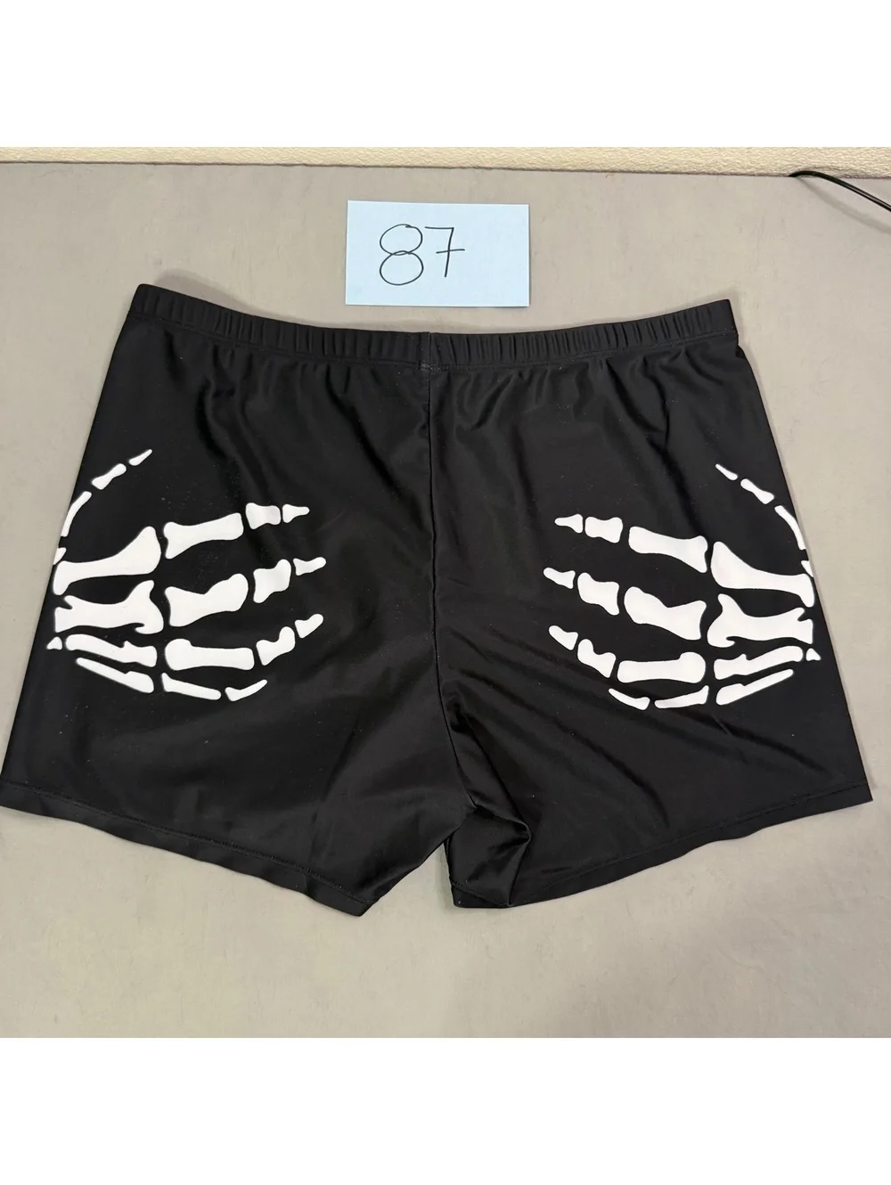 Black Shorts with White Skeleton Hand Print Size 3XL